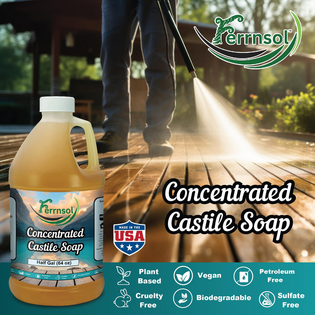 Ferrnsol Castile Gel Soap – Unscented 64oz Refill, Concentrated & Biodegradable