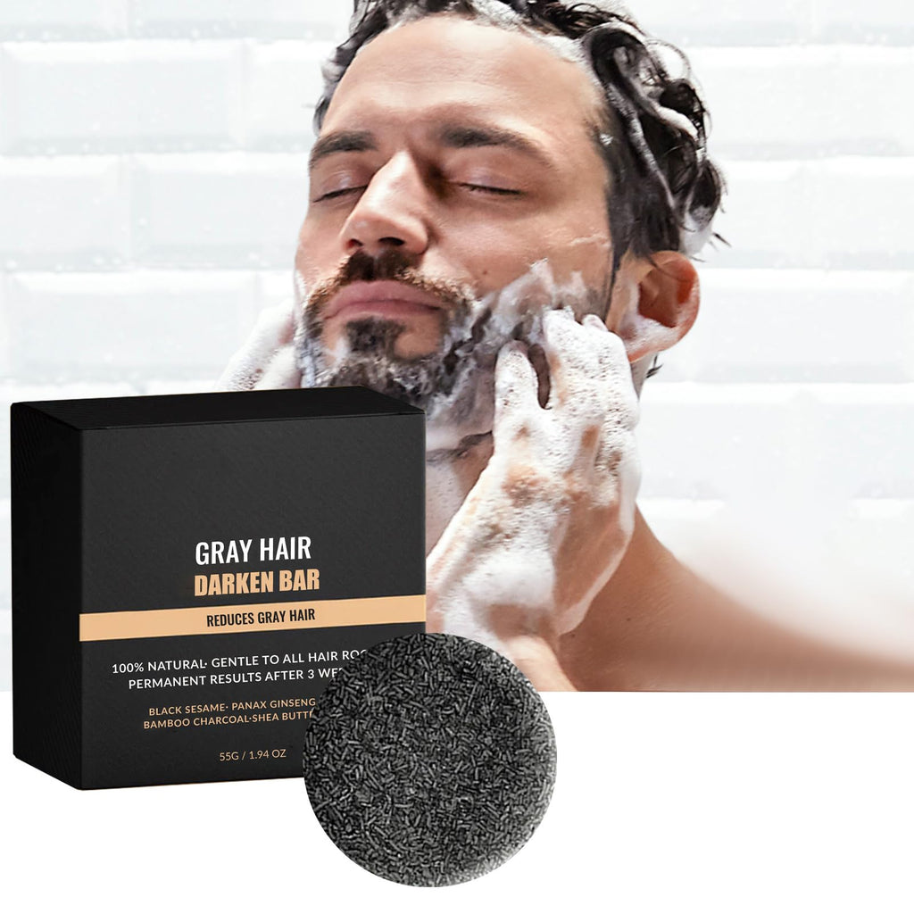 F FENG PEI Gray Hair Reverse Bar Soap – Black Shampoo Bar for Hair & Beard Darkening (2 Pcs)