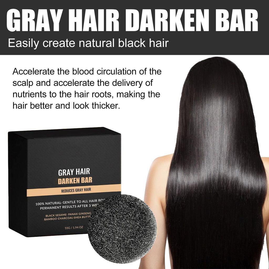 F FENG PEI Gray Hair Reverse Bar Soap – Black Shampoo Bar for Hair & Beard Darkening (2 Pcs)