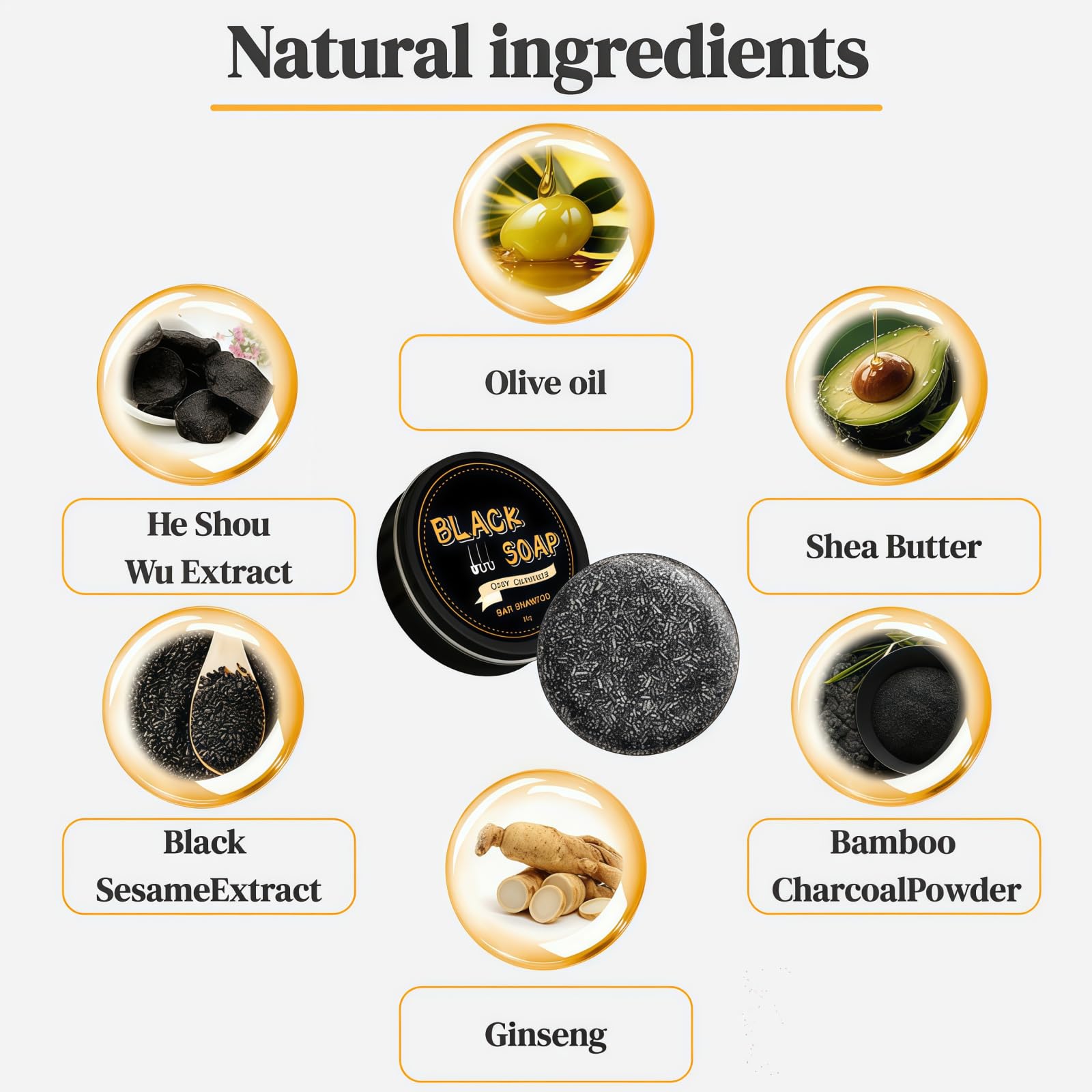 FHH Gray Hair Reverse Bar – 2-Pack Natural Darkening Shampoo Soap for Men & Women