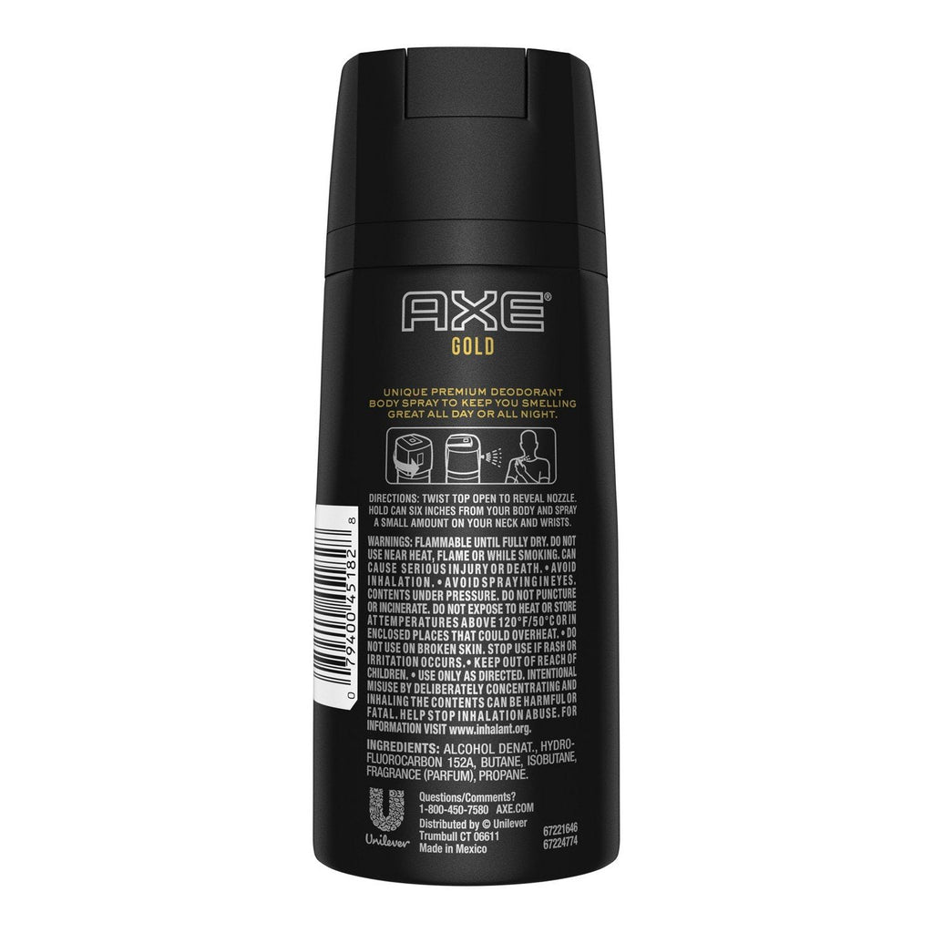 FIYY6VC Axe Gold Oud Wood and Dark Vanilla Deodorant Spray – 4.0 oz Pack of 2
