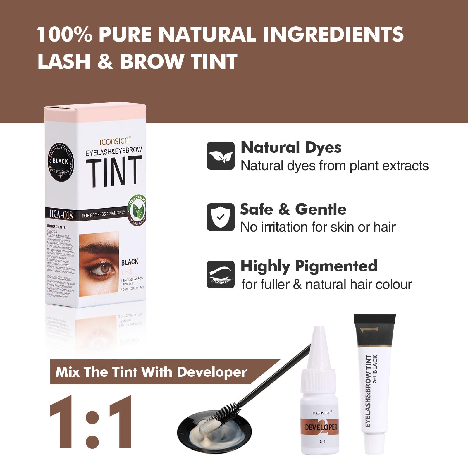 FIAHNG Lash Color Kit – DIY Brow & Lash Tint, Lasts 4-6 Weeks (Black)