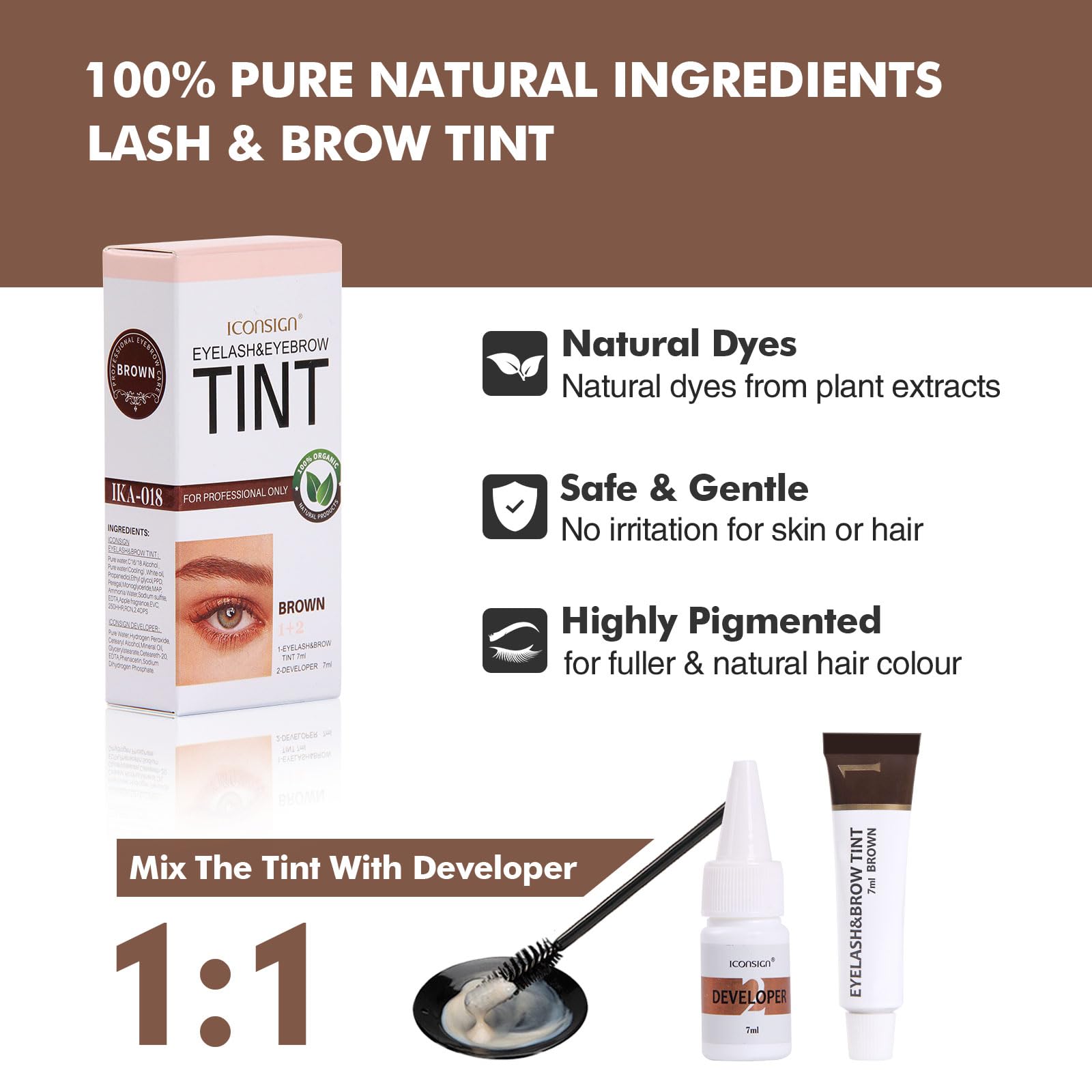 FIAHNG Lash Color Kit – DIY At-Home Lash & Brow Tint for Fuller Lashes and Brows (Brown)