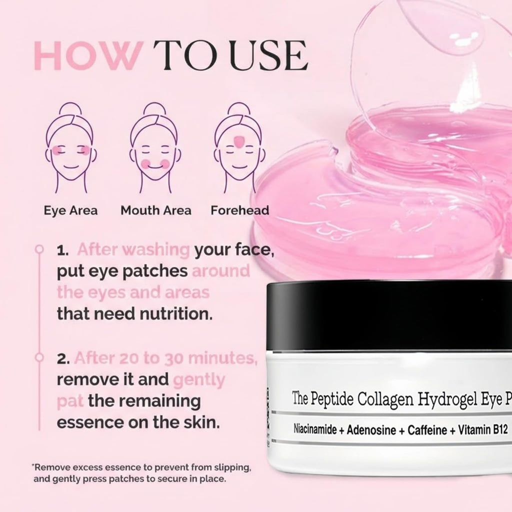 Fidiiog Collagen Hydrogel Eye Masks – Puffy Eyes & Dark Circles, 60-Piece Set
