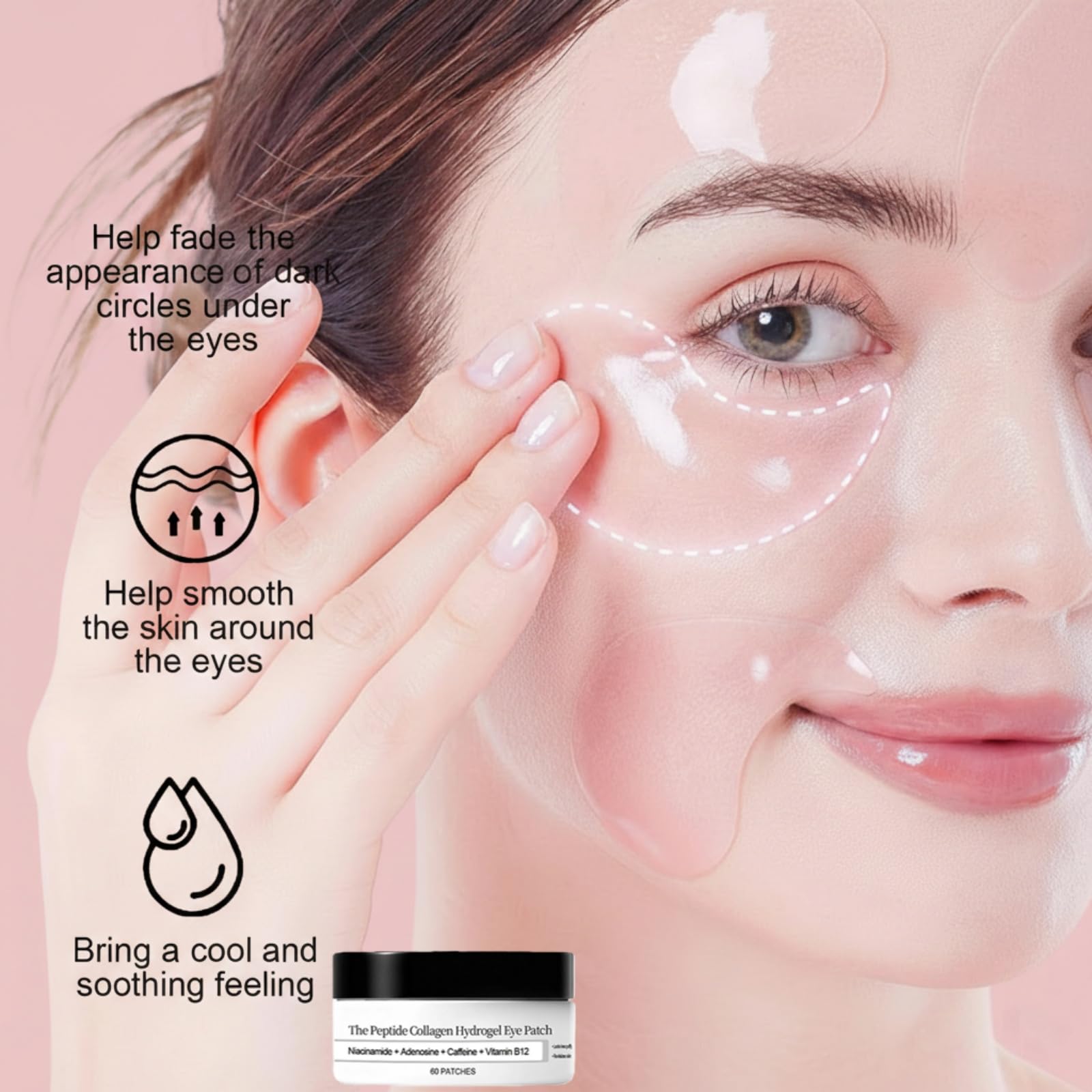 Fidiiog Collagen Hydrogel Eye Masks – Puffy Eyes & Dark Circles, 60-Piece Set