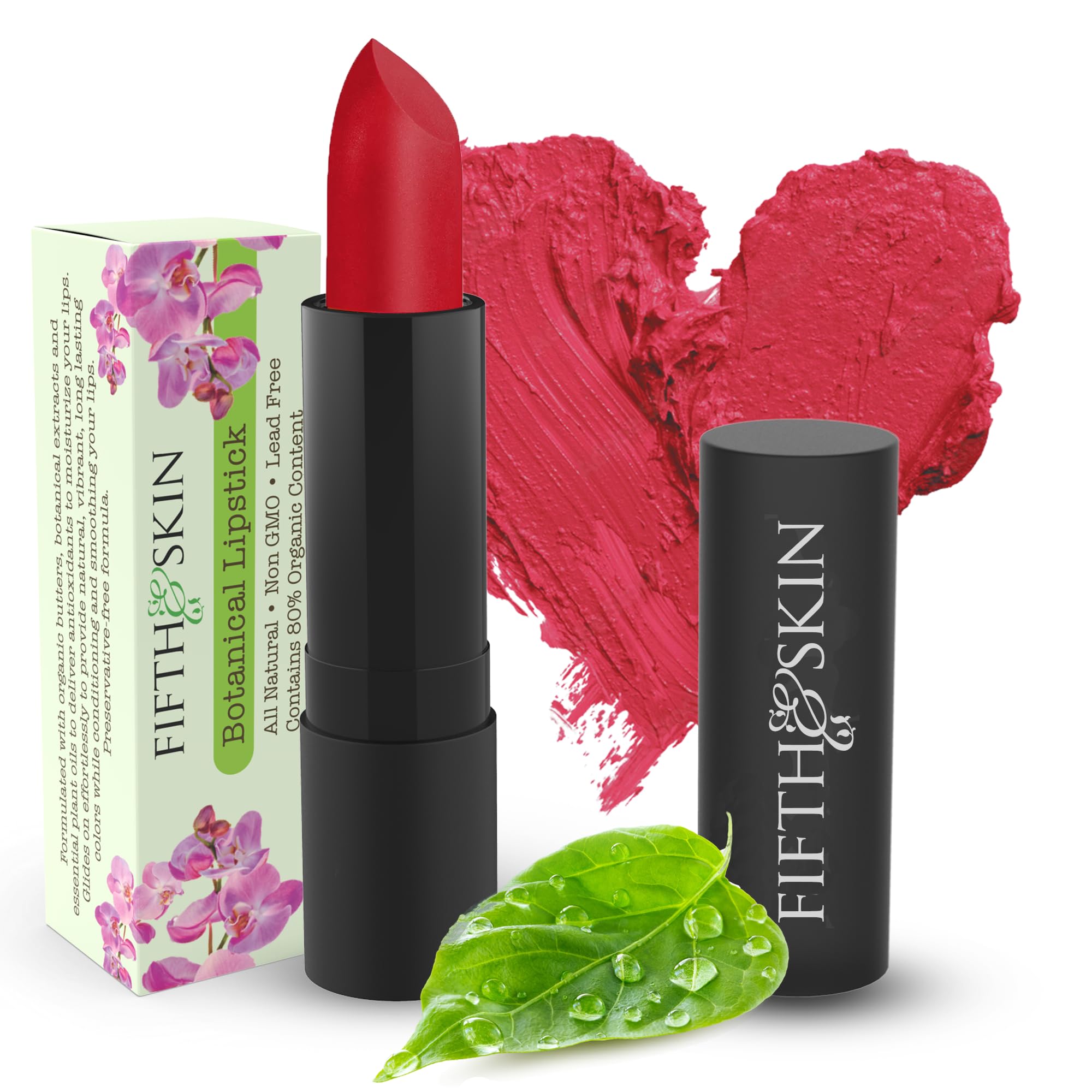 Fifth & Skin Botanical Lipstick Berry Red – Vegan, Organic Matte Lip Color | Made in USA