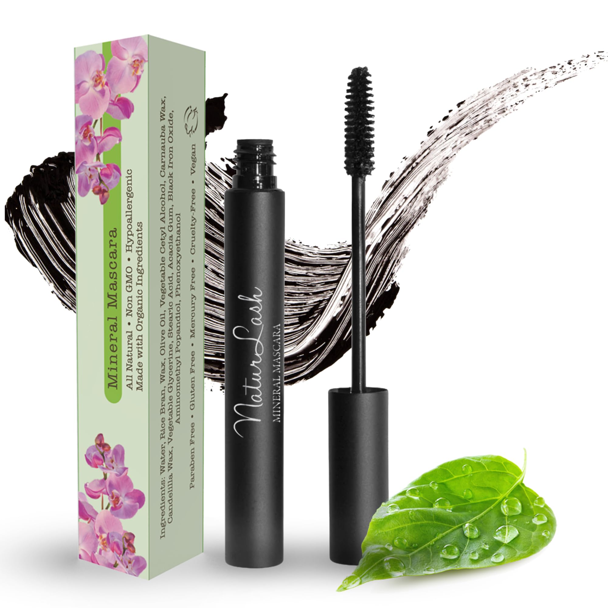 Fifth & Skin NATURLASH Natural Mascara (BLACK) – Hypoallergenic, Vegan, Gluten/Nut Free, Paraben Free