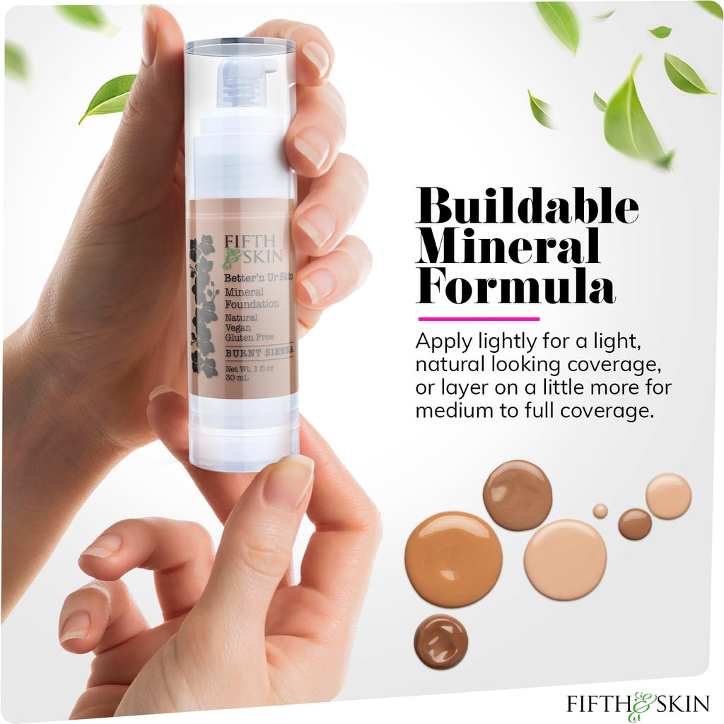 Fifth & Skin Better’n Ur Skin Foundation Burnt Sienna — Natural, Organic, Vegan, Cruelty-Free, Buildable Coverage
