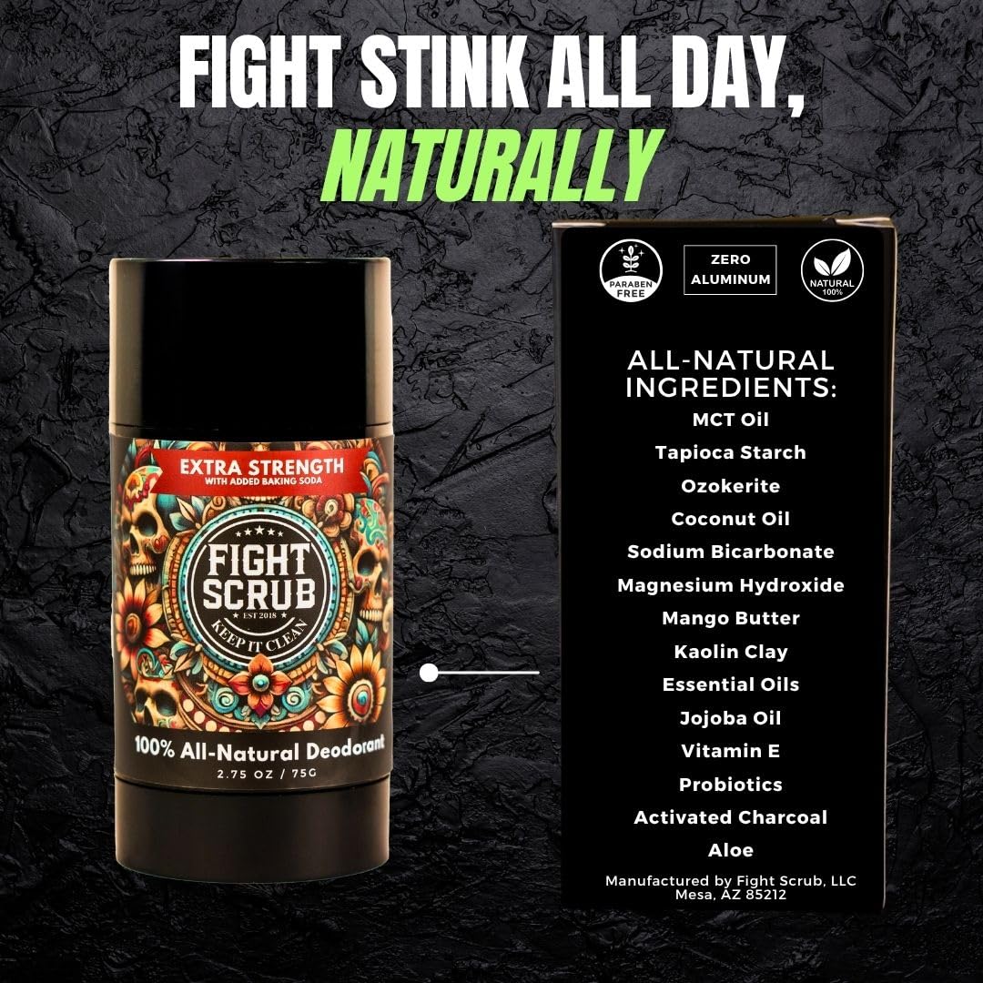 Fight Scrub Extra Strength Deodorant – Aluminum-Free, Unscented, USA-Made