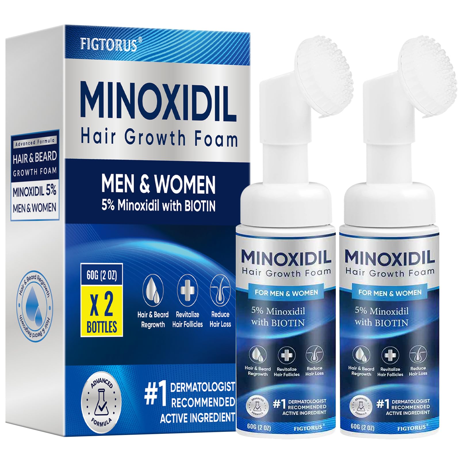 FIGTORUS 5% Minoxidil Foam for Men and Women – Hair Growth Support (4 oz)