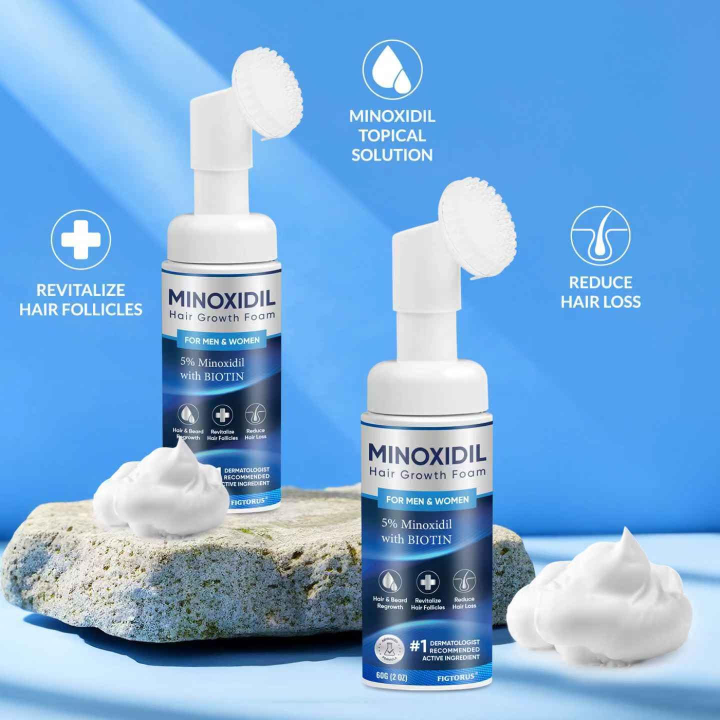 FIGTORUS 5% Minoxidil Foam for Men and Women – Hair Growth Support (4 oz)
