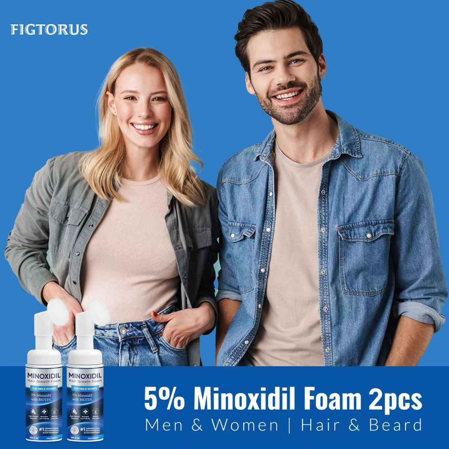 FIGTORUS 5% Minoxidil Foam for Men and Women – Hair Growth Support (4 oz)