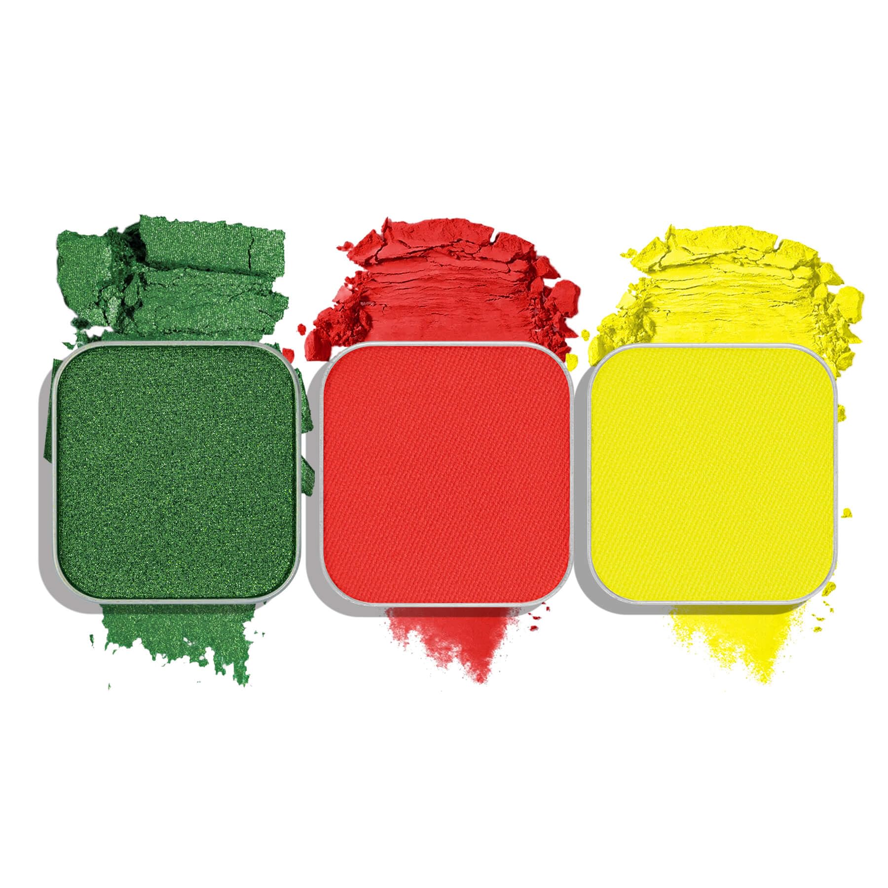 Fillwie Christmas 3-Color Eyeshadow Trio – Festive Holly Red, Evergreen Green & Golden Yellow | Matte & Shimmer
