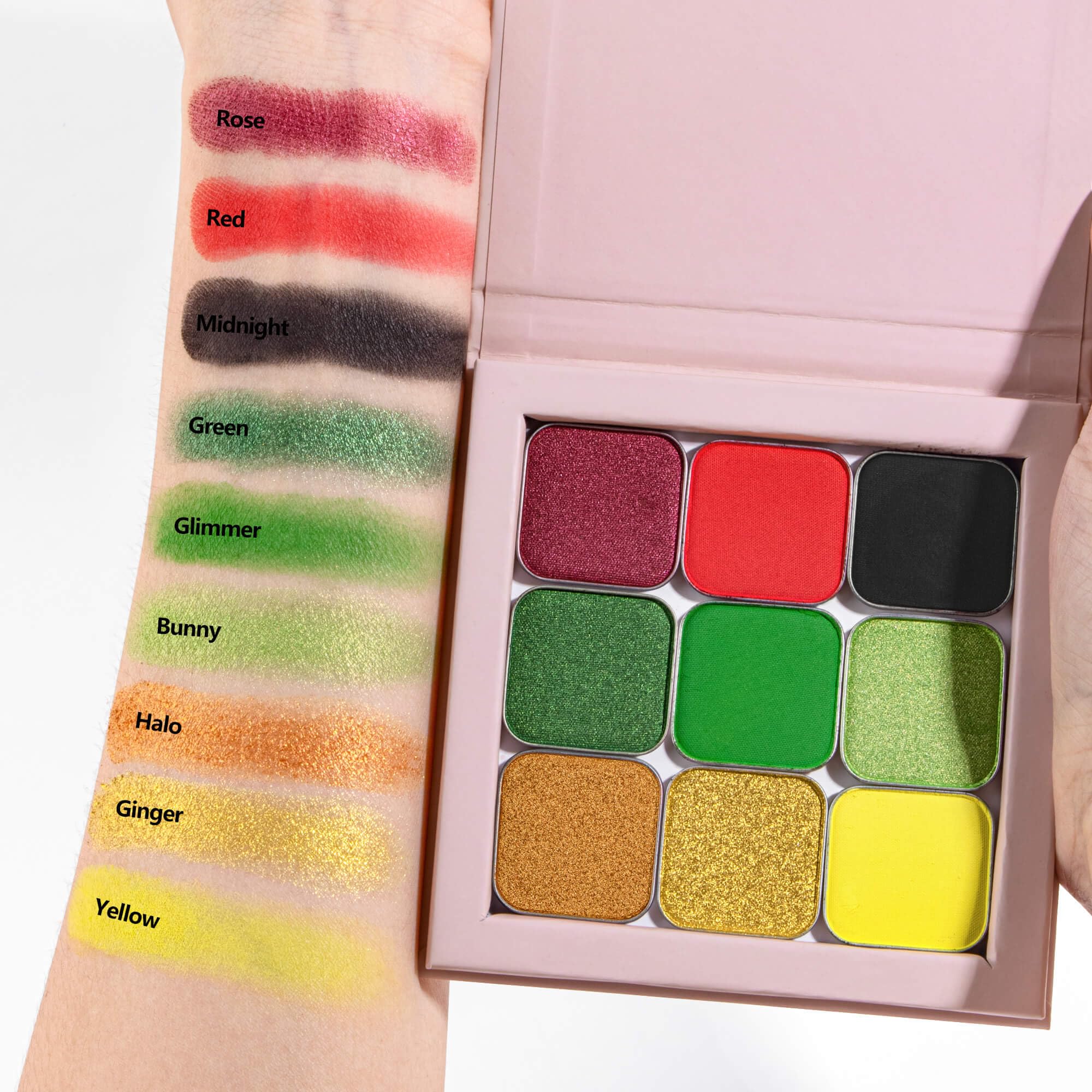 Fillwie Christmas 3-Color Eyeshadow Trio – Festive Holly Red, Evergreen Green & Golden Yellow | Matte & Shimmer
