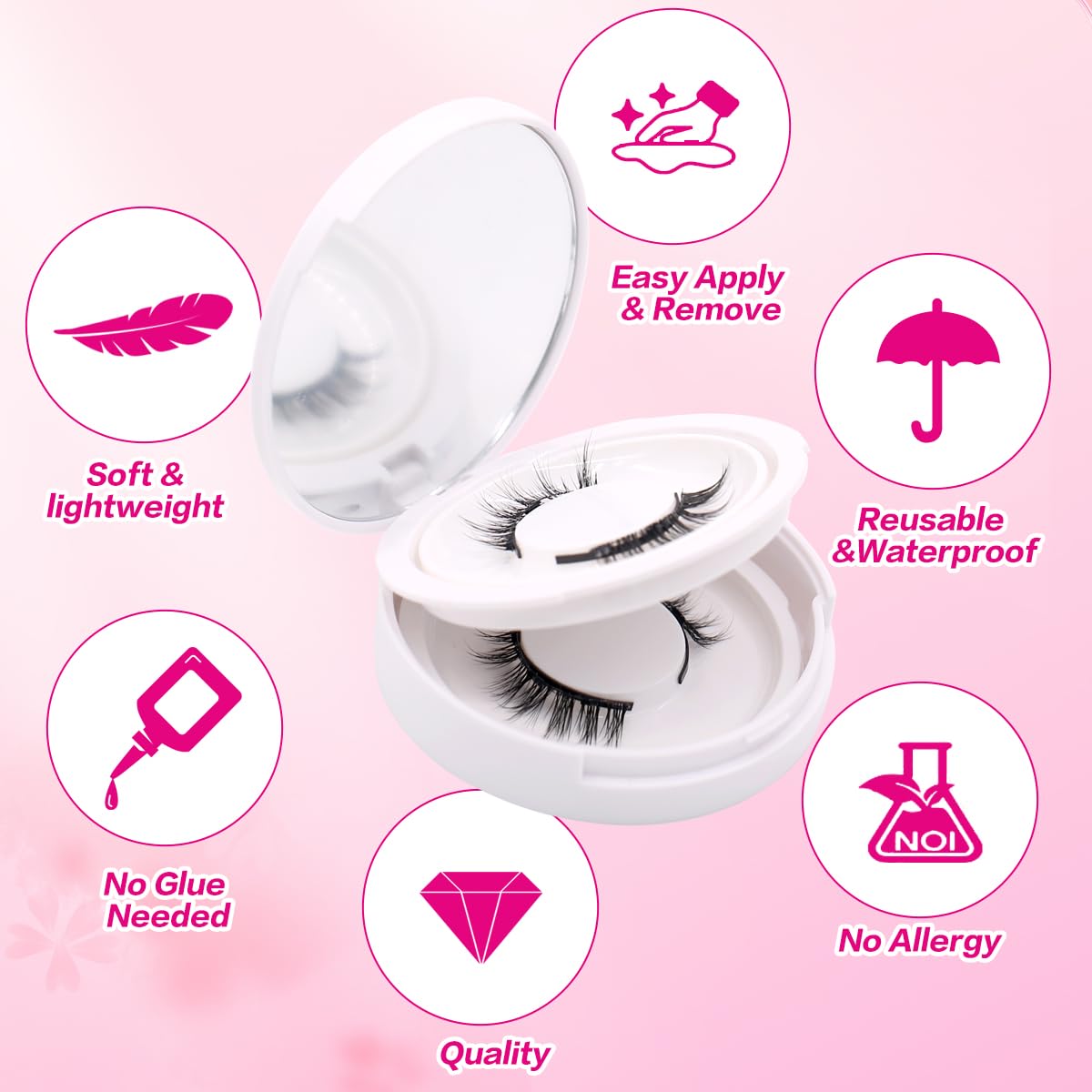 FindLove 2 Pairs Magnetic Eyelashes – Natural Look, No Glue, Beginner Friendly (PGY)