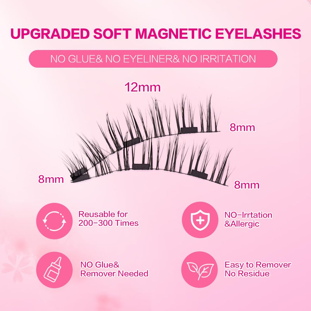 FindLove 2 Pairs Magnetic Eyelashes – Natural Look, No Glue, Beginner Friendly (PGY)