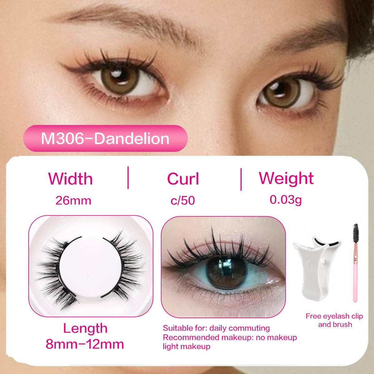 FindLove 2 Pairs Magnetic Eyelashes – Natural Look, No Glue, Beginner Friendly (PGY)