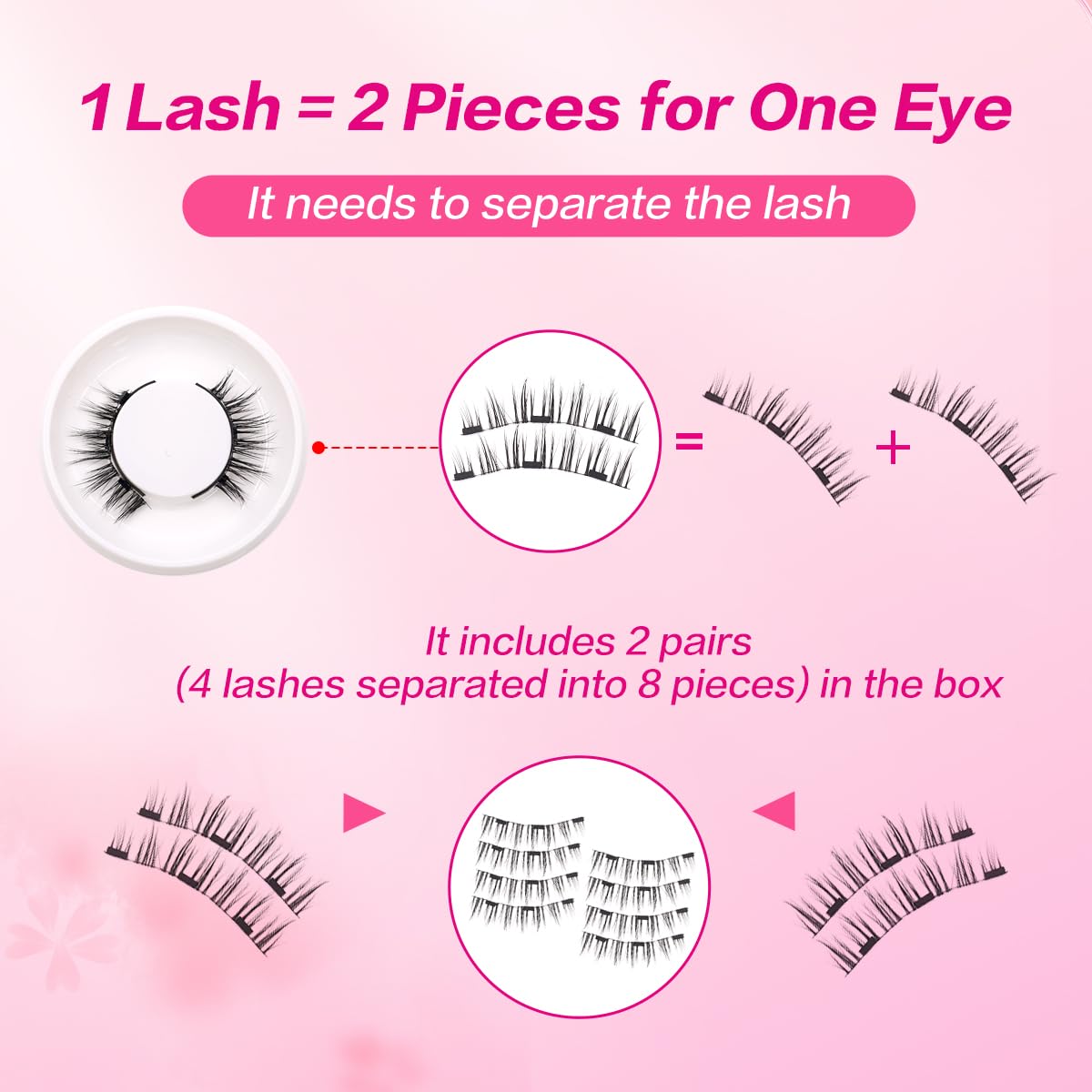 FindLove 2 Pairs Magnetic Eyelashes – Natural Look, No Glue, Beginner Friendly (PGY)