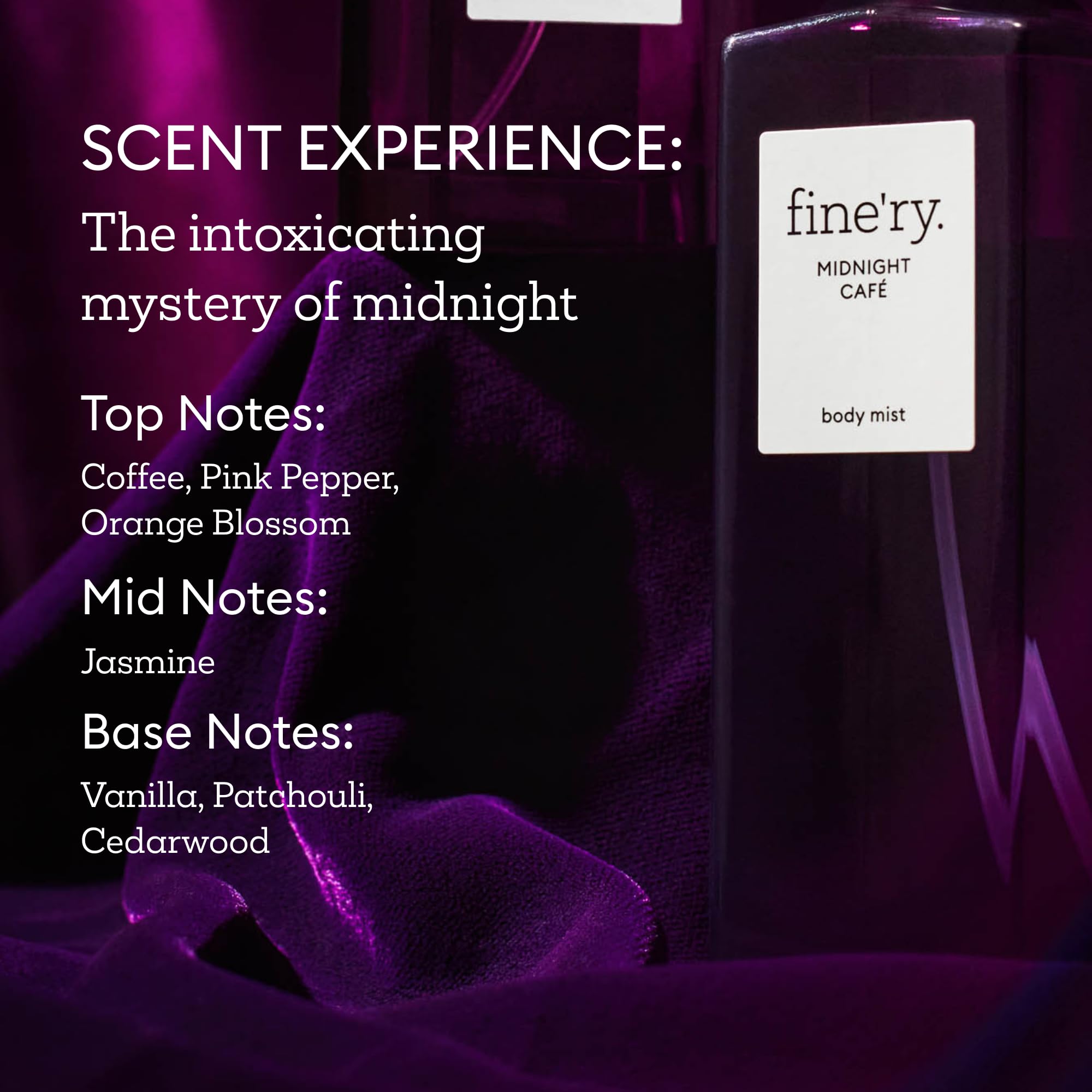 Fine'ry Midnight Café Fine Mist – Hair & Body Fragrance, Warm Smoky Vanilla, Jasmine & Patchouli (2×5oz)