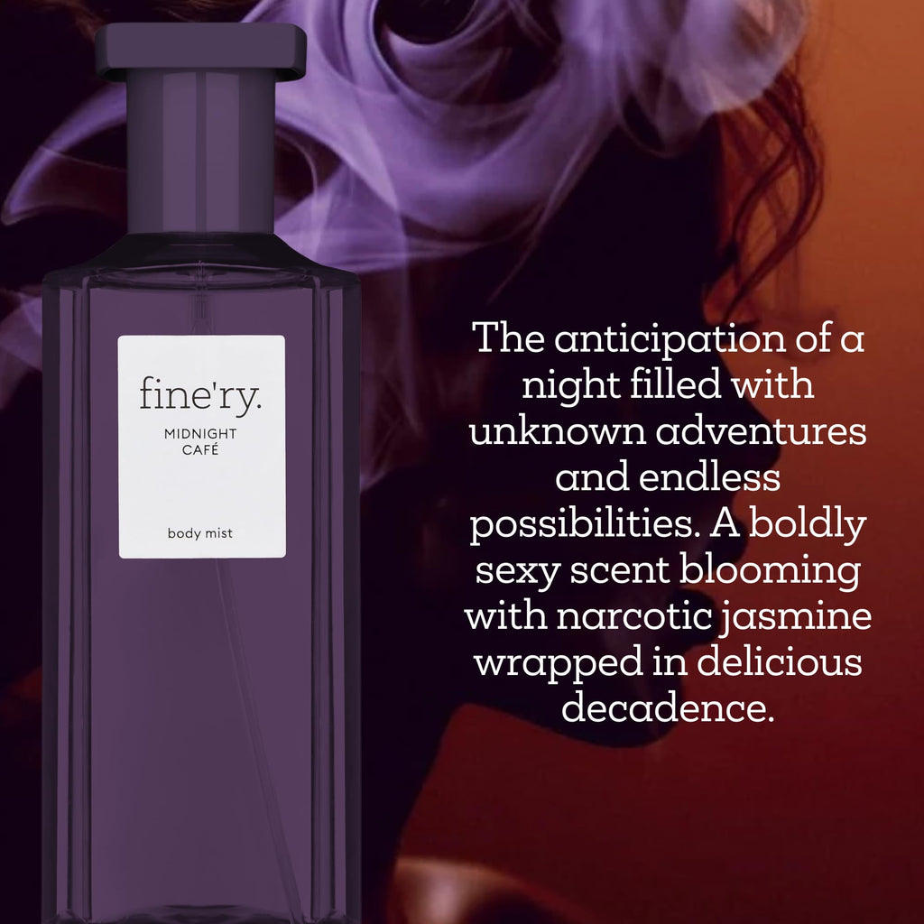 Fine'ry Midnight Café Fine Mist – Hair & Body Fragrance, Warm Smoky Vanilla, Jasmine & Patchouli (2×5oz)