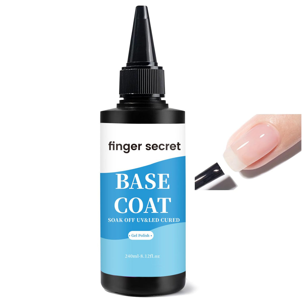 Finger Secret Base Coat 240ml – Fast-Drying Gel Nail Base for DIY Manicure