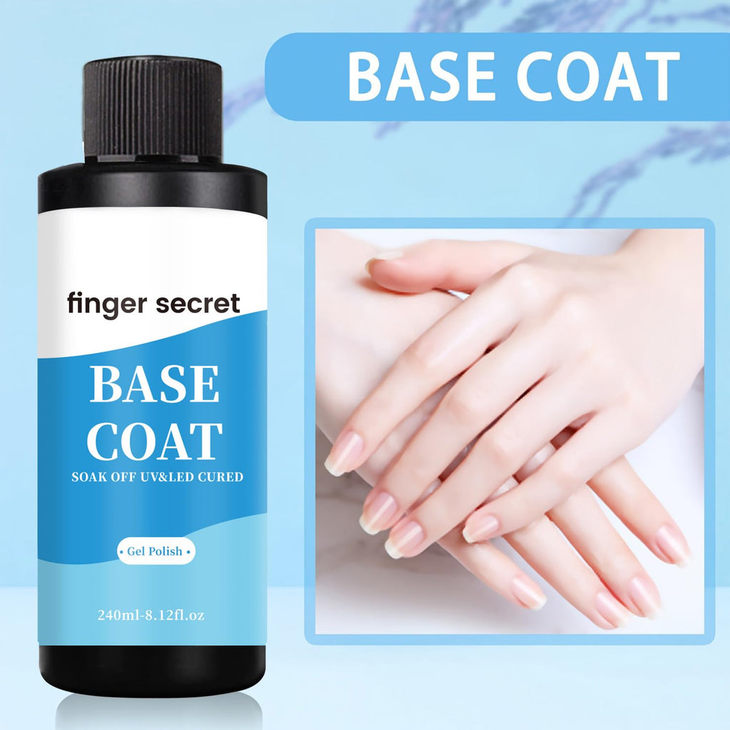 Finger Secret Base Coat 240ml – Fast-Drying Gel Nail Base for DIY Manicure