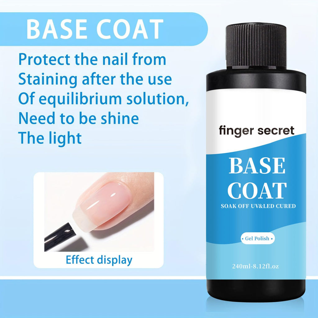 Finger Secret Base Coat 240ml – Fast-Drying Gel Nail Base for DIY Manicure