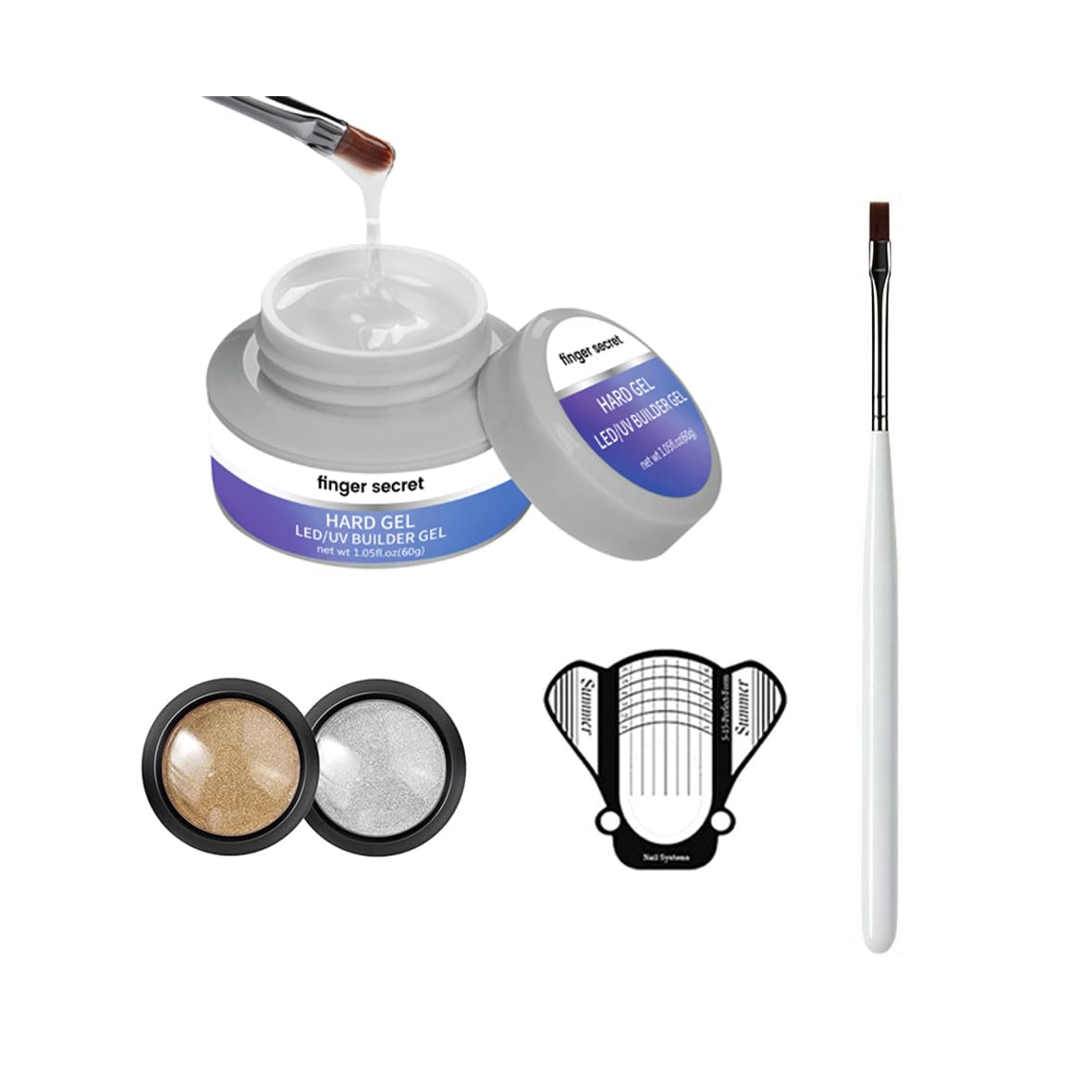 Finger Secret 60g Hard Builder Gel for Nails – Extension & Strengthening Kit (Clear)