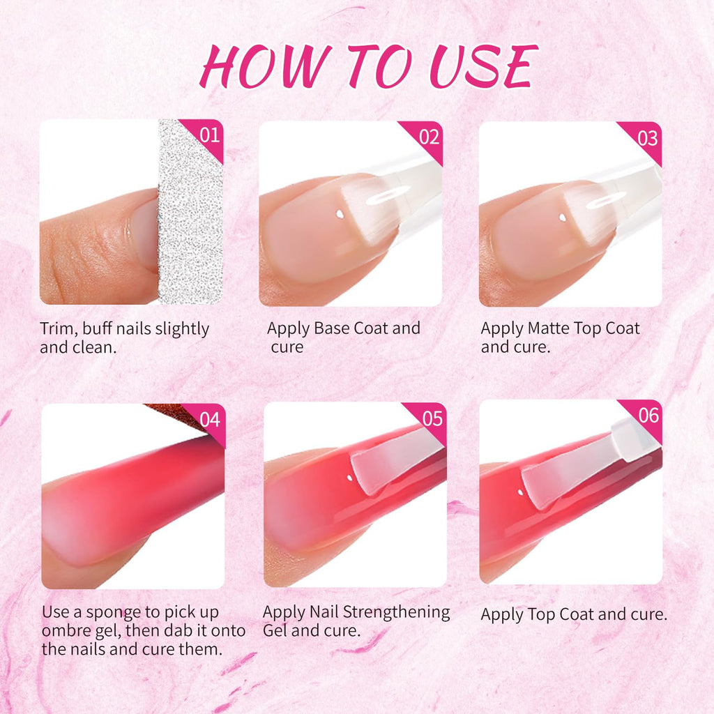 Finger Secret 24-Color Ombre Gel Nail Polish Set | Gradient Blooming Gel with 100 Sponges