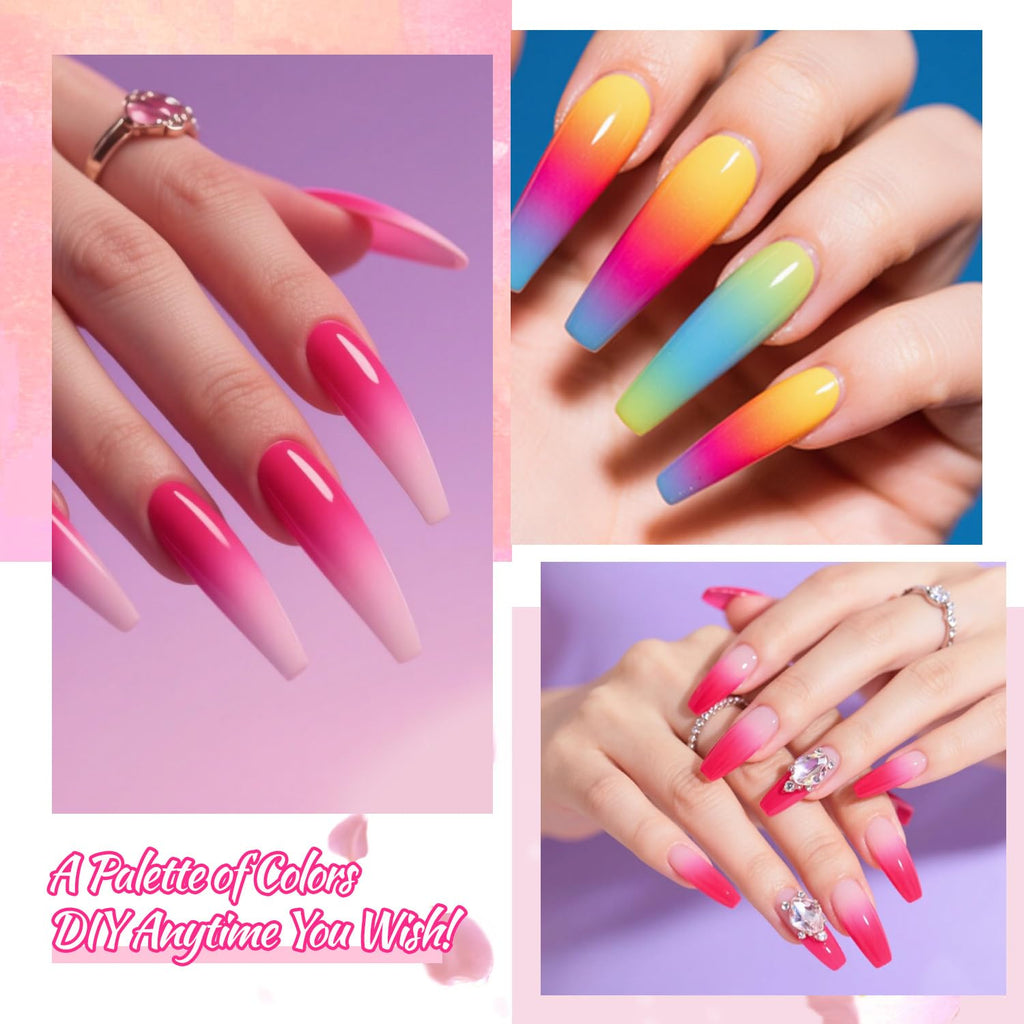 Finger Secret 24-Color Ombre Gel Nail Polish Set | Gradient Blooming Gel with 100 Sponges