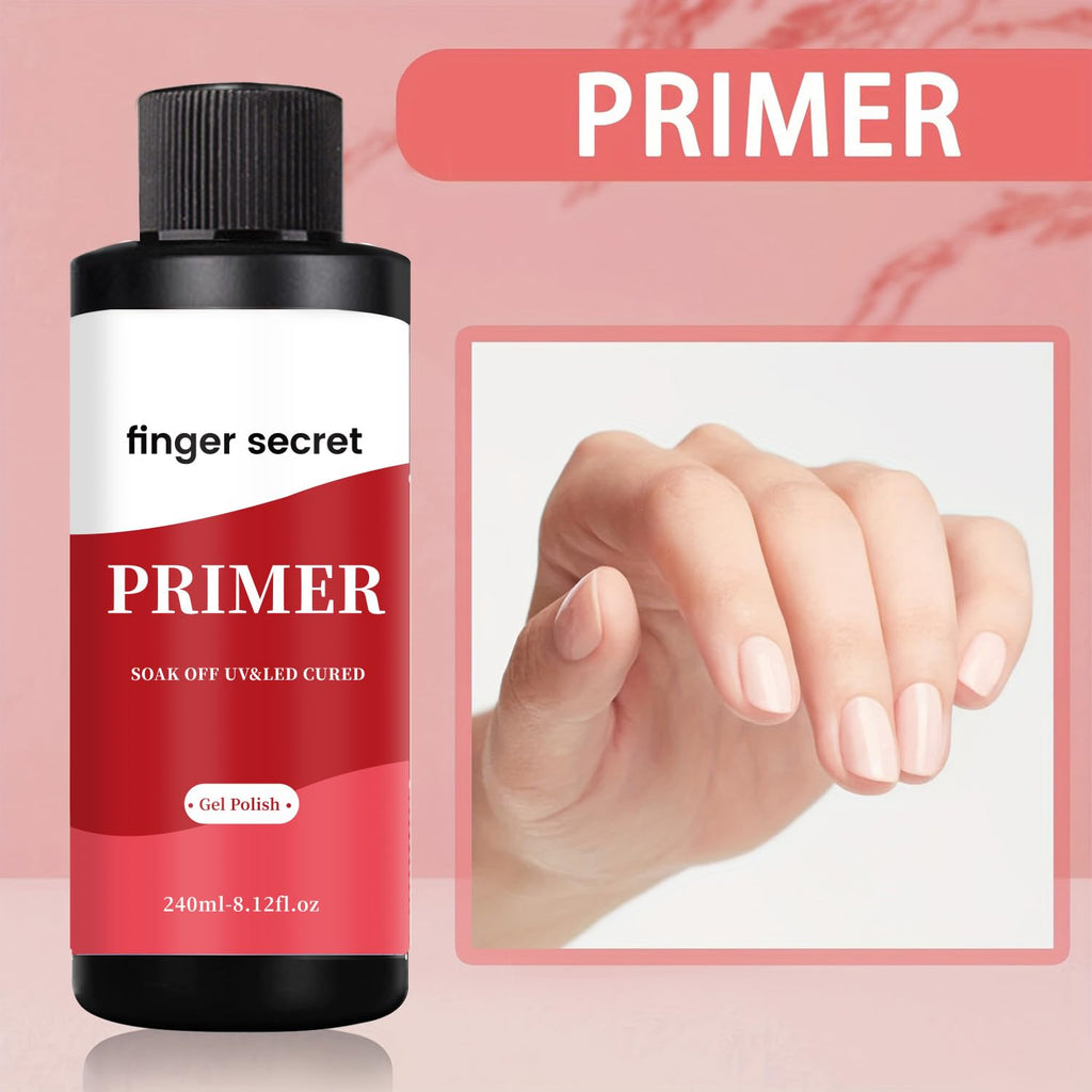Finger Secret Nail Primer 240ml – Gel Polish Prep, Adhesion Enhancement for Salon & Home