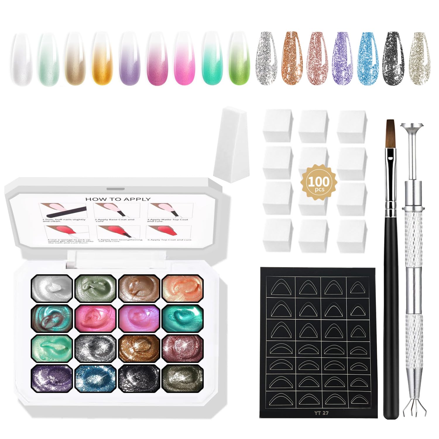Finger Secret 16-Color Ombre Gel Nail Polish Kit | Gradient Blooming Gel Nails