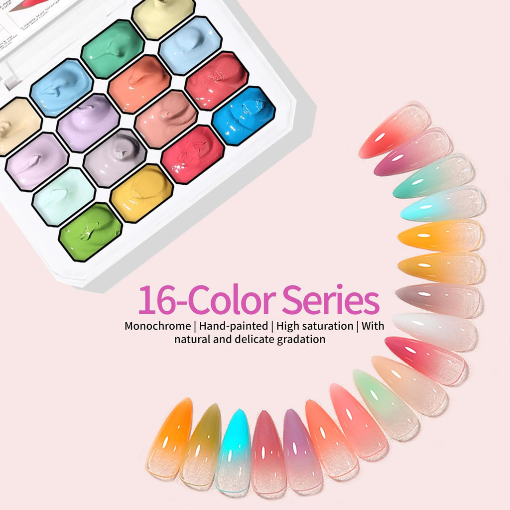 Finger Secret 16-Color Ombre Gel Nail Polish Kit | Gradient Blooming Gel Nails