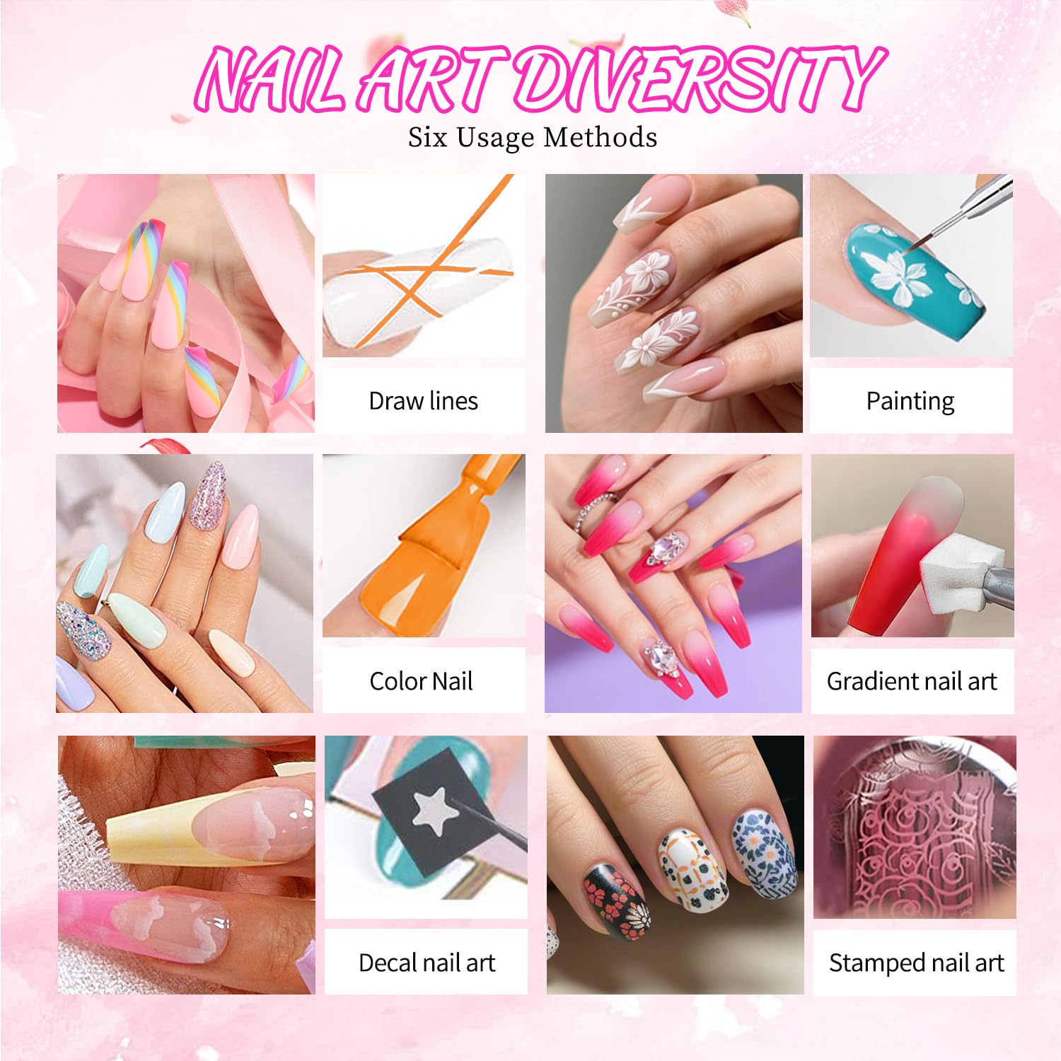 Finger Secret 24-Color Ombre Gel Nail Polish Set | Gradient Blooming Gel with 100 Sponges