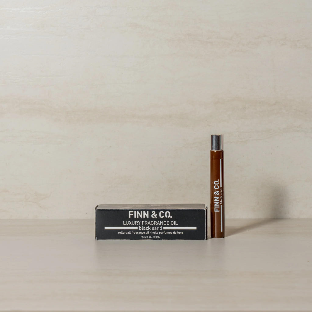 FINN & CO. Black Sand Fragrance Oil | Long-Lasting Roll-On Perfume, Unisex, Travel-Friendly 0.34oz
