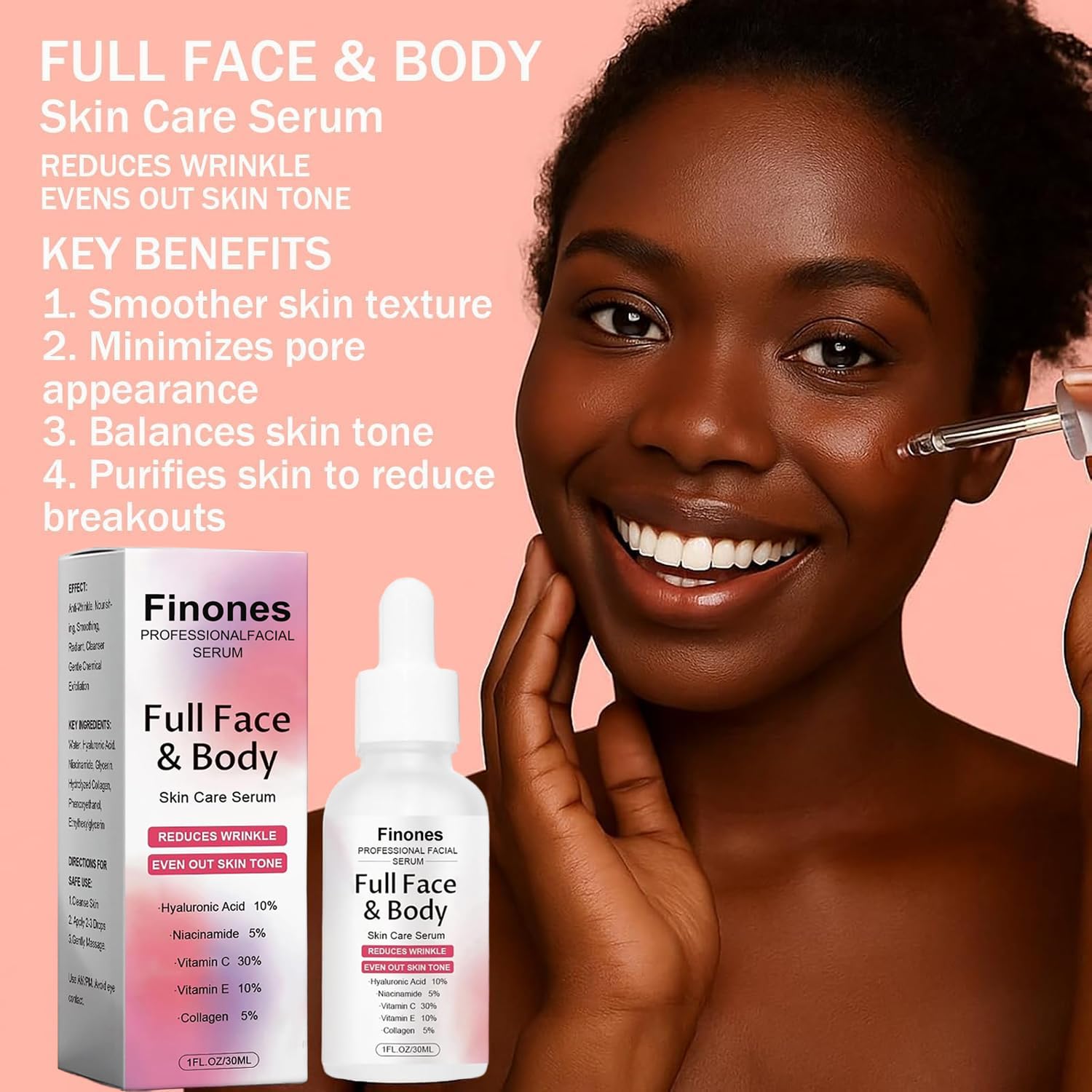 Finones Skin Vitamin Serum | 5-in-1 Anti-Wrinkle & Hydration for Face & Body