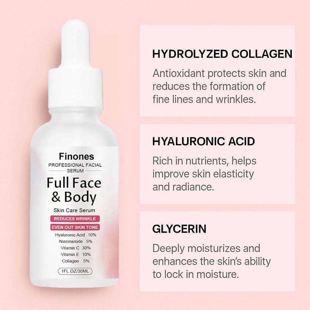 Finones Skin Vitamin Serum | 5-in-1 Anti-Wrinkle & Hydration for Face & Body