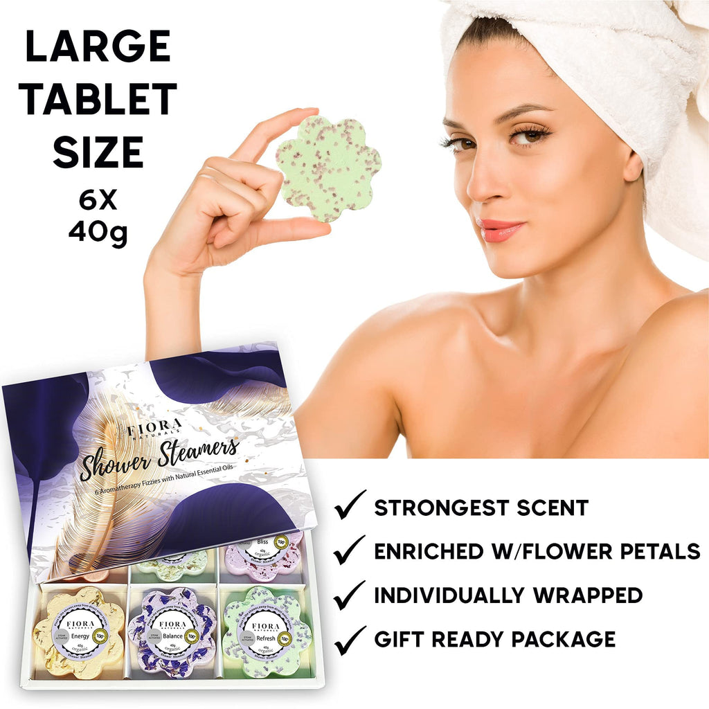 Fiora Naturals Shower Bombs Aromatherapy - Spa Shower Steamers for Relaxation & Self-Care