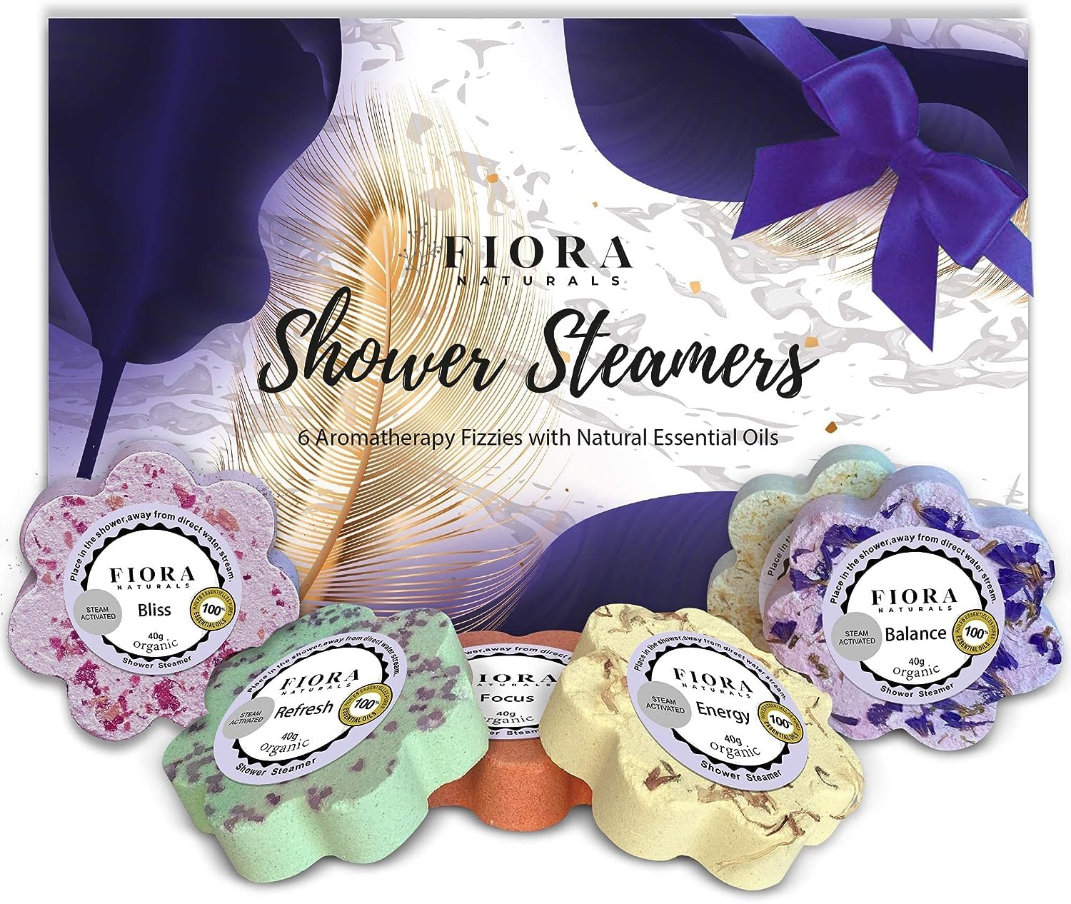 Fiora Naturals Shower Bombs Aromatherapy - Spa Shower Steamers for Relaxation & Self-Care