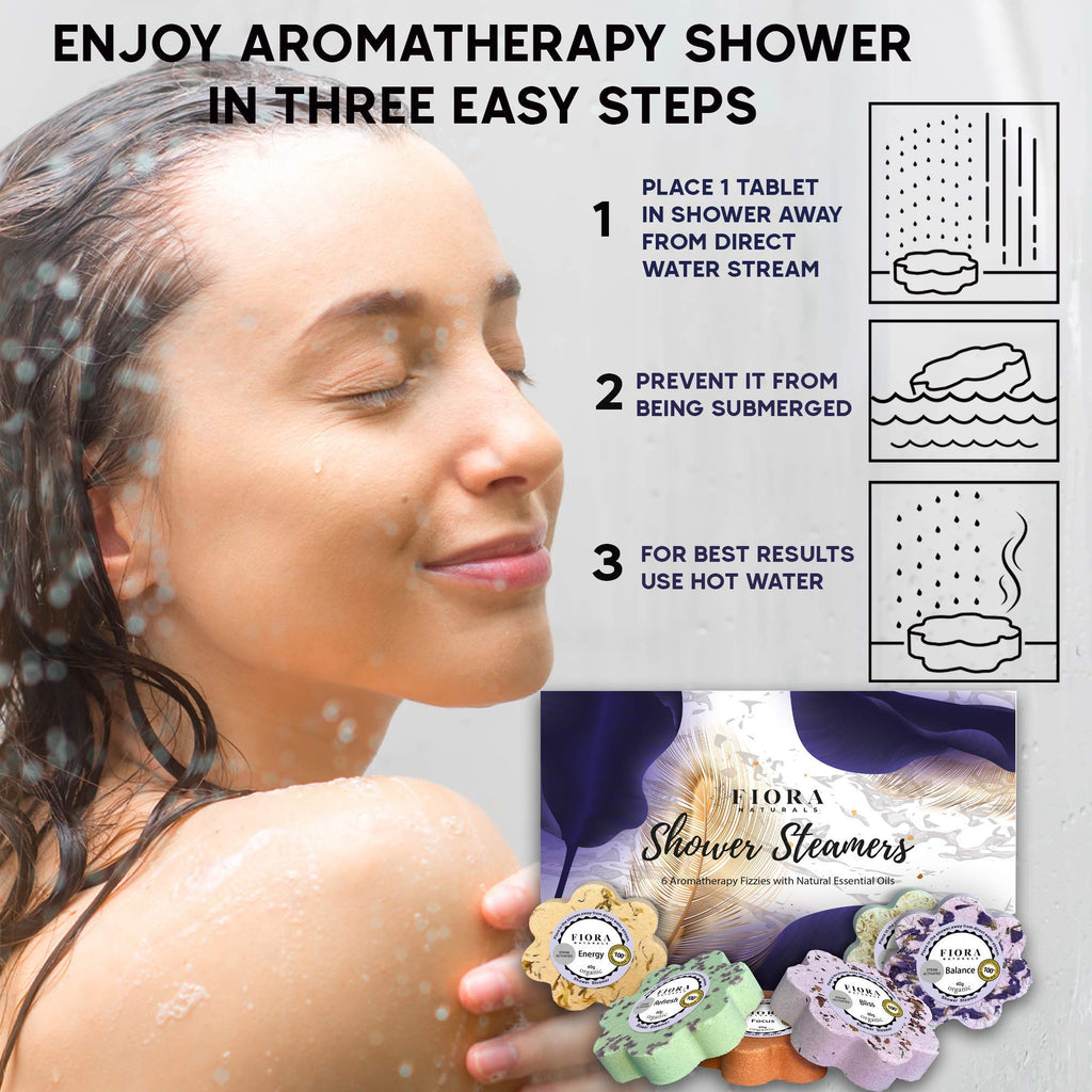 Fiora Naturals Shower Bombs Aromatherapy - Spa Shower Steamers for Relaxation & Self-Care