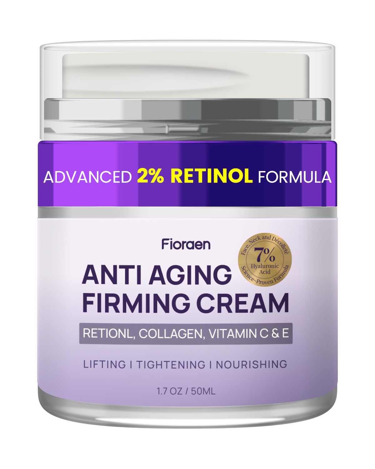 Fioraen Neck Firming Cream – 2% Retinol, 7% Hyaluronic Acid & 1% Collagen | AH-8 Lift for Neck & Décolleté