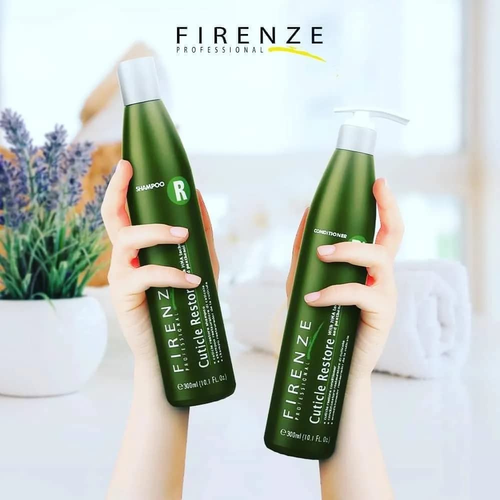 Firenze Professional Cuticle Restore Bundle – Shampoo & Conditioner 300ml Each | Hydration, Shine & Protection