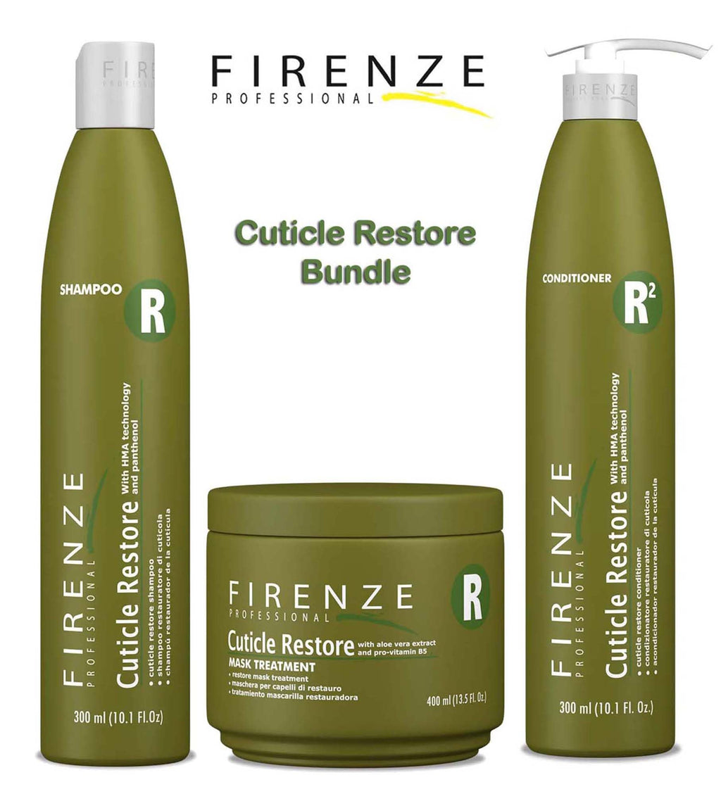 Firenze Professional Cuticle Restore Trio – Shampoo, Conditioner & Mask Treatment for Deep Hair Repair