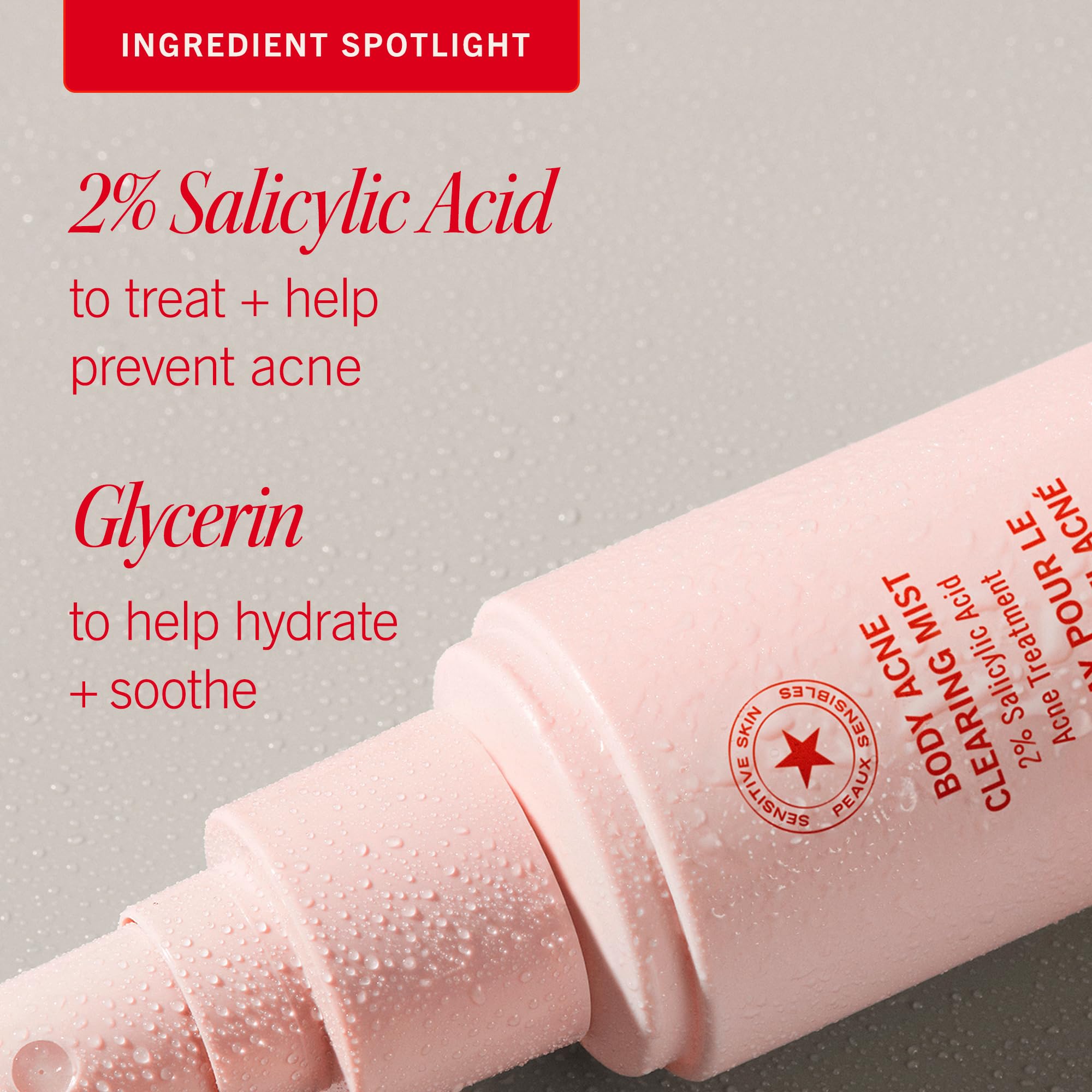 First Aid Beauty Body Acne Spray - Maximum Strength 2% Salicylic Acid, 360° Sprayer, 3 oz
