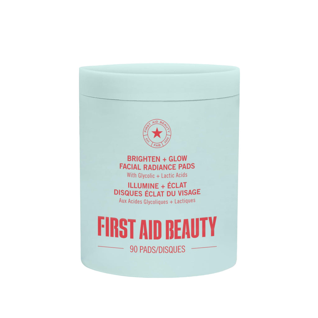 First Aid Beauty Facial Radiance Pads – Glycolic + Lactic Acids, Daily Exfoliating Pads, 90ct (Compostable)