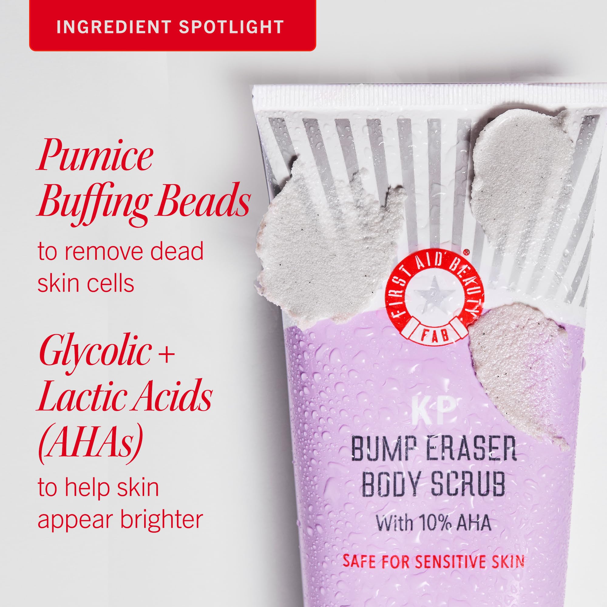 First Aid Beauty KP Bump Eraser Body Scrub — 10% AHA with Glycolic & Lactic Acids, 2 oz, 3 ct