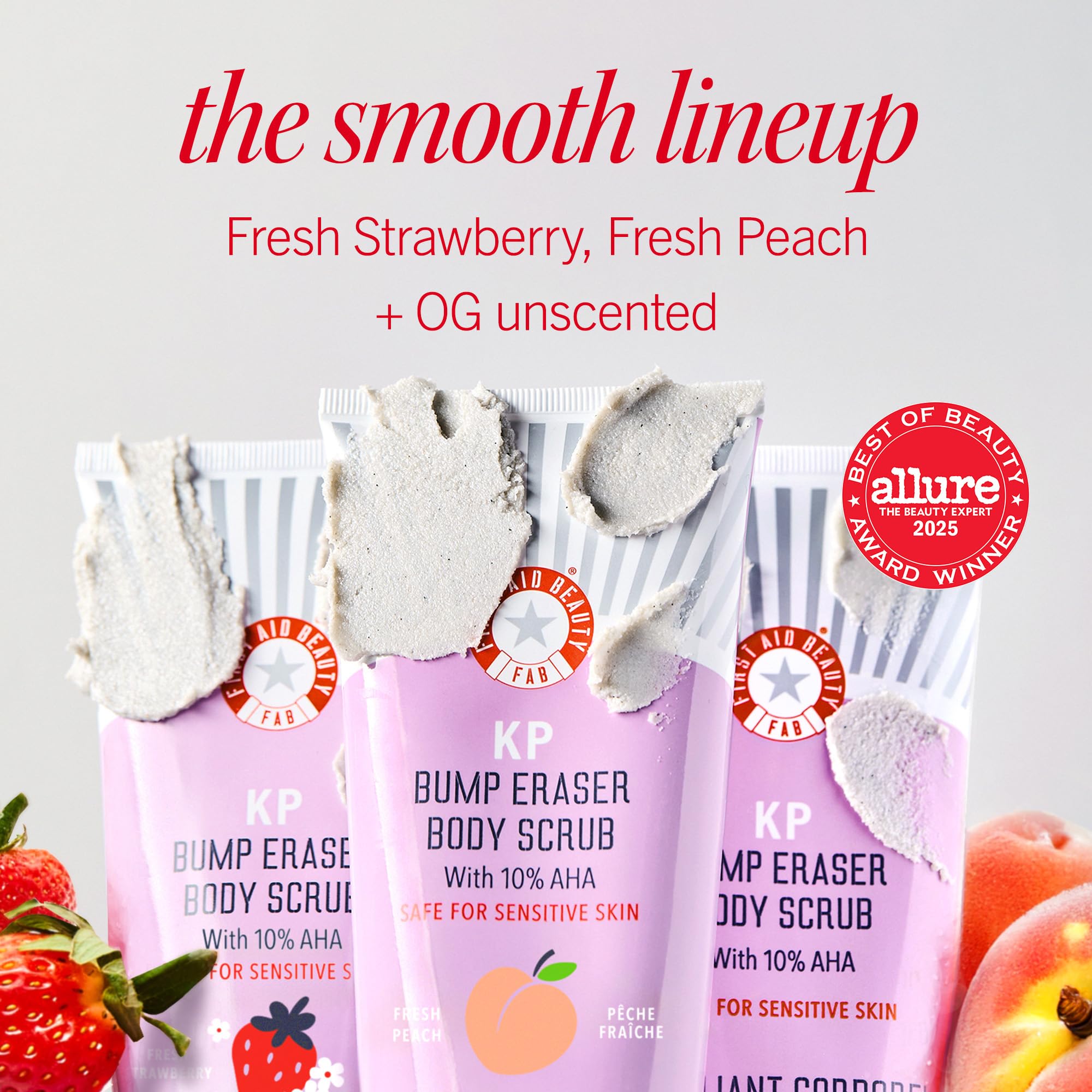 First Aid Beauty KP Bump Eraser Body Scrub — 10% AHA with Glycolic & Lactic Acids, 2 oz, 3 ct