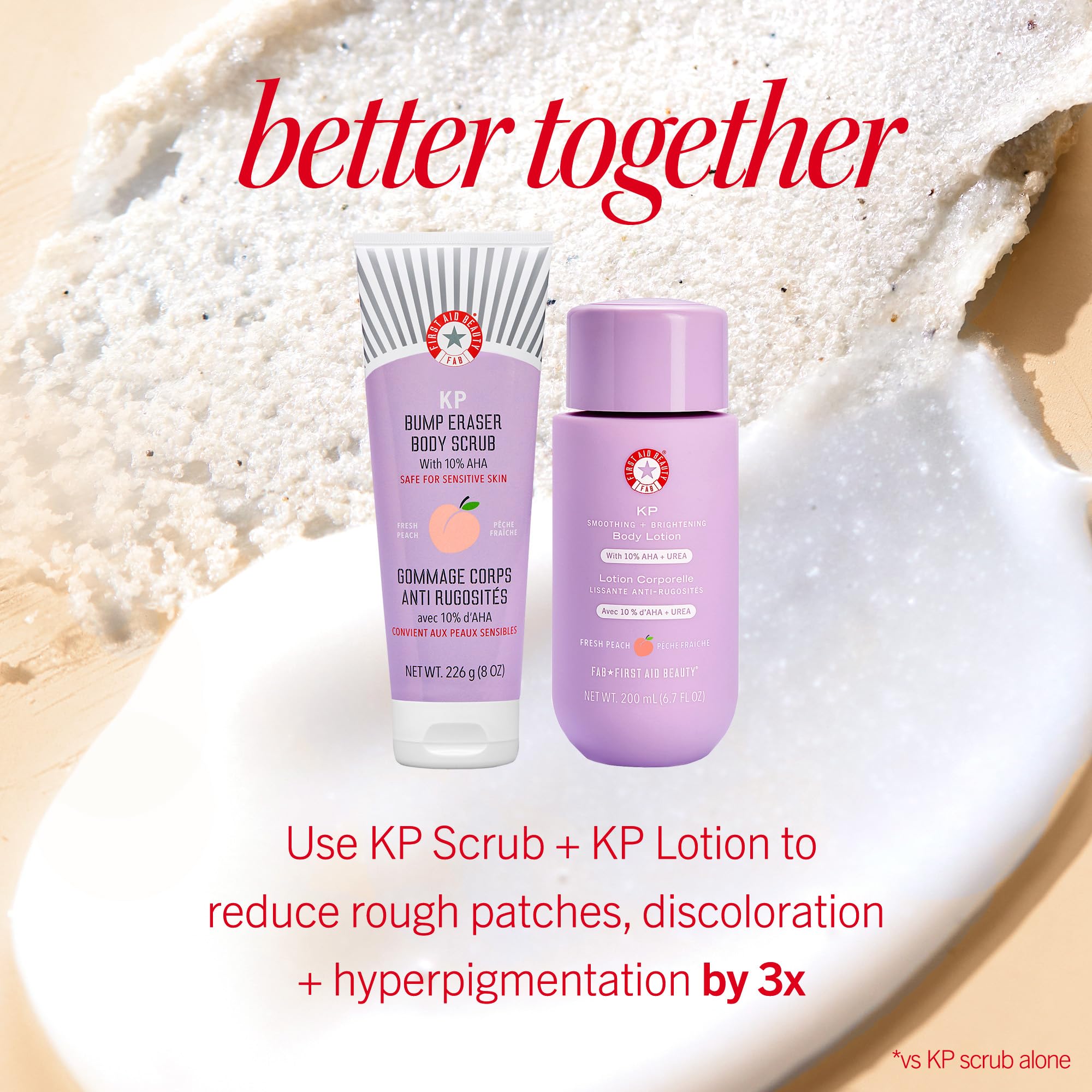 First Aid Beauty KP Bump Eraser Body Scrub - 10% AHA, Peach Scent, 2 oz