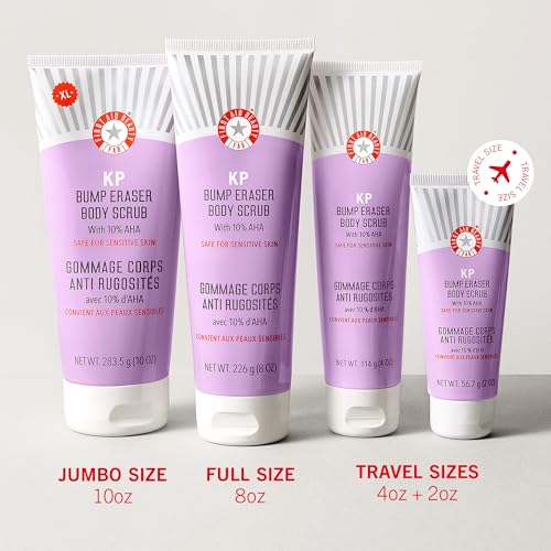 First Aid Beauty KP Bump Eraser Body Scrub — 10% AHA with Glycolic & Lactic Acids, 2 oz, 3 ct
