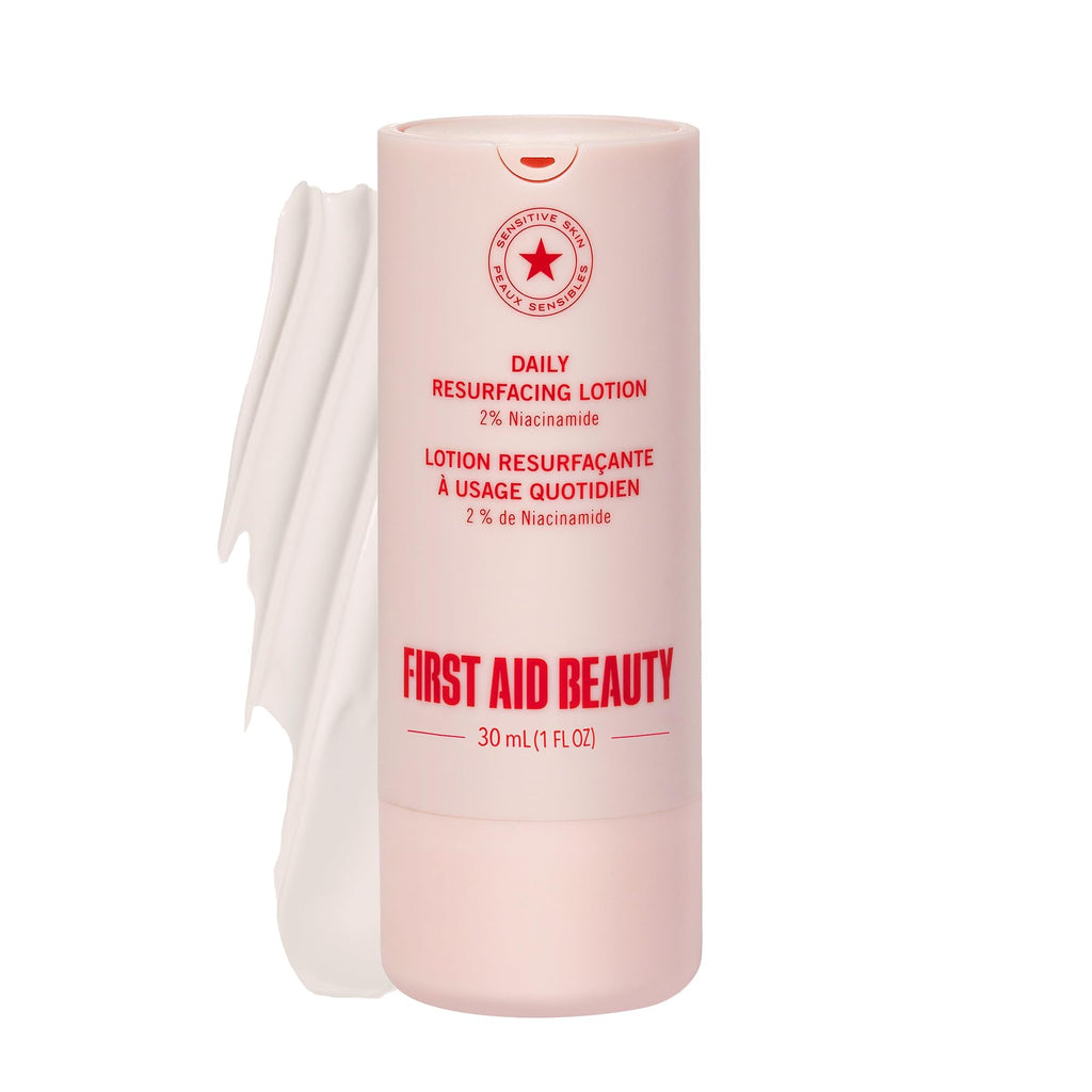 First Aid Beauty Lactic Acid Lotion with 2% Niacinamide – Resurfacing Moisturizer for Acne-Prone Skin (1 oz)